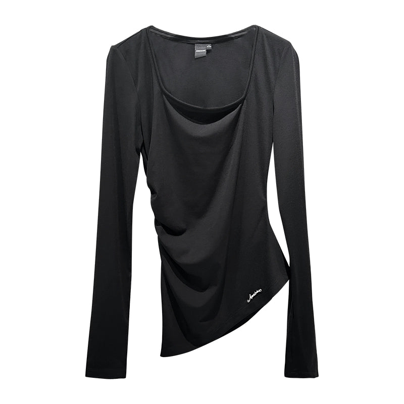 ANNAKIKI Women's Irregular Long Sleeve Base Top-EREN