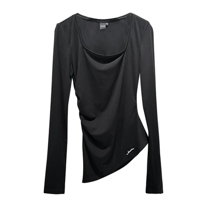 ANNAKIKI Women's Irregular Long Sleeve Base Top-EREN