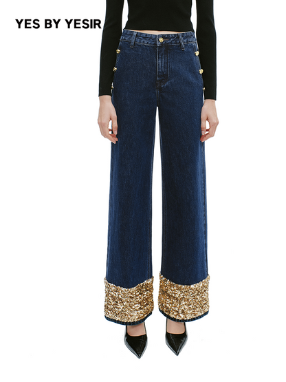 YES BY YESIR  beaded straight-leg jeans - PROP.