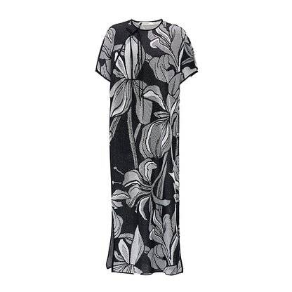 ZHUCHONGYUN Chinese diagonal placket black knit dress- NEZUKO.