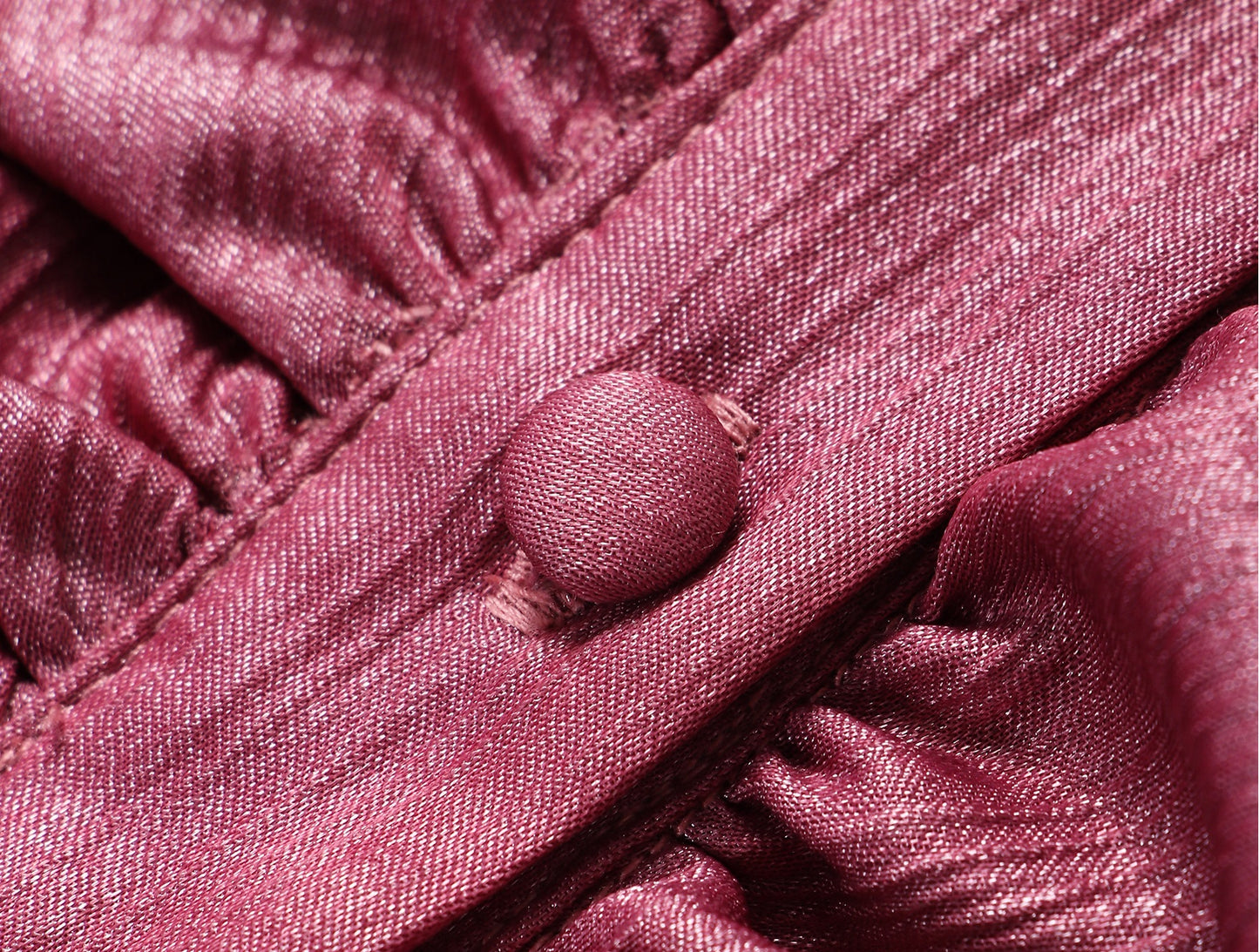 WANGXO Lumina Silk Satin Twill V-Neck Puff Sleeve Top - REYNA.