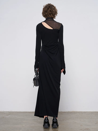 ANNAKIKI Black Acetate Four-pointed Star Sleeve Dress-BRUNO