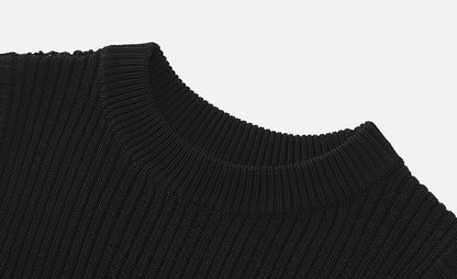 ZHUCHONGYUN  black cut-out grid design waist crew neck sleeveless knit top-HATSU.