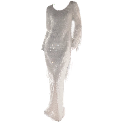 GOUDIN Long sleeved white engagement dress -MINA.