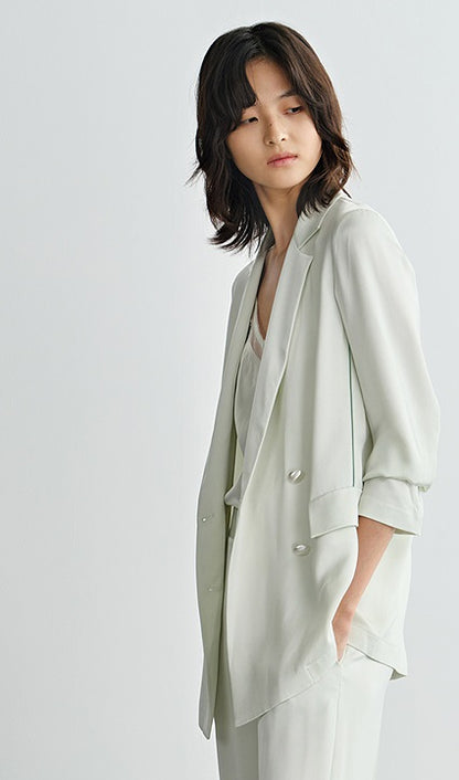 COMME MOI Commuter Double-Breasted Straight Suit - RABBAI.