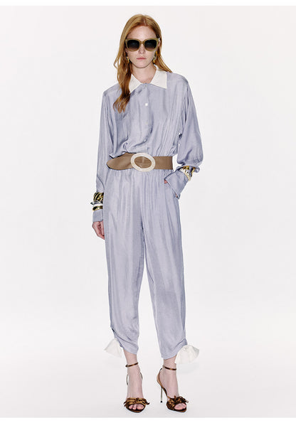 ATELIER MISS LU Ribbon Waist Acetate Jumpsuit - ARTHUR