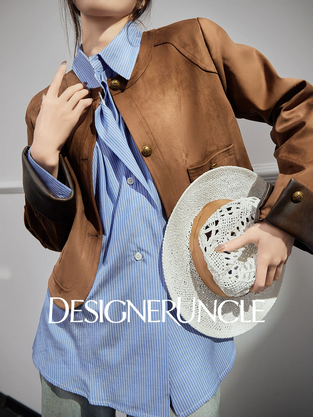 DGU| Coffee Retro Lapel Design Sense Fashion Niche Light Luxury Niche Top Jacket - HOLY.