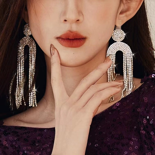 DOLLY Luxury Gold Diamond Chic Tassel Earring-FANNIE