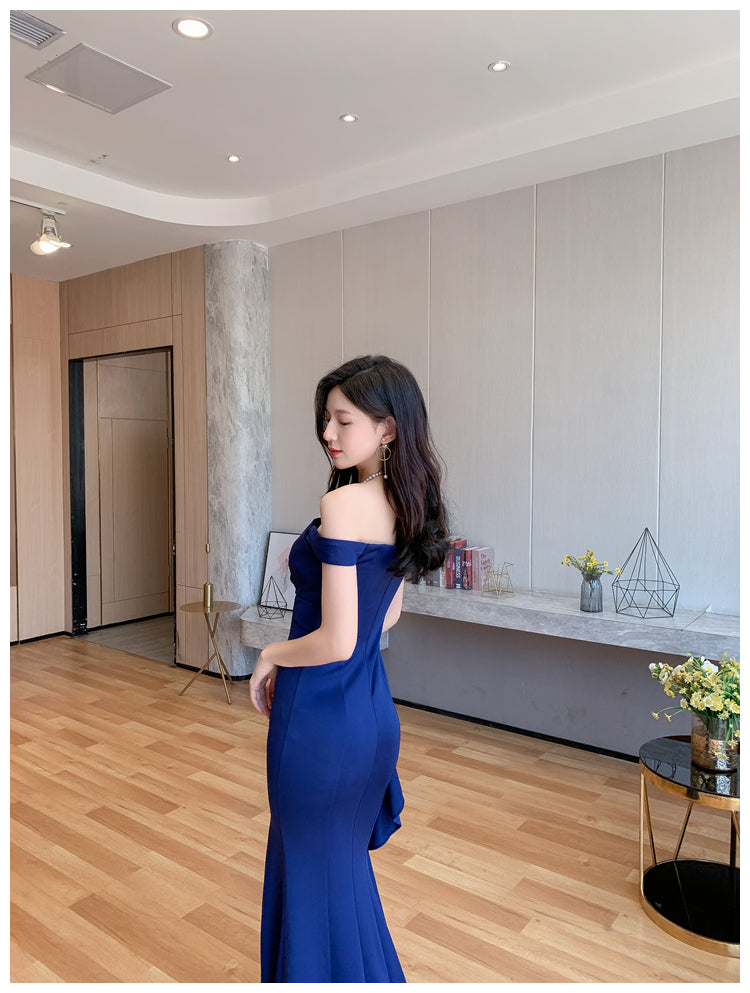 DOLLY Luxury Sleeveless Off Shoulder Tube Tob Long Irregular Slit Dinner Dress-KOKIE