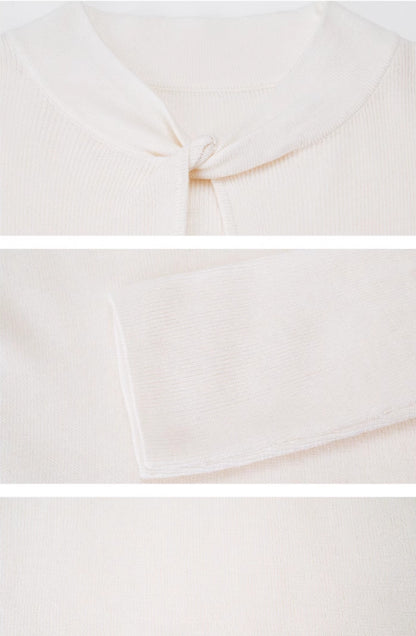 HECO red black white wool Blend twisted cut-out stand collar long-sleeved Knit- secret.