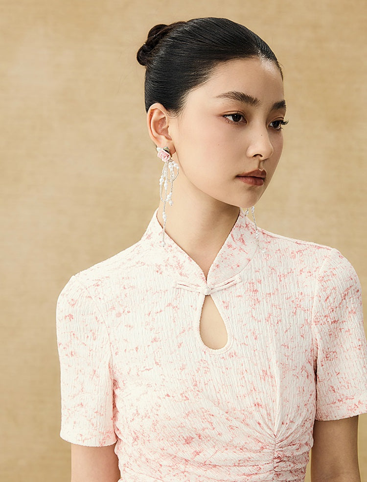 HECO Chinese style women's summer shirred waist temperament buckle long skirt - QUEEN.