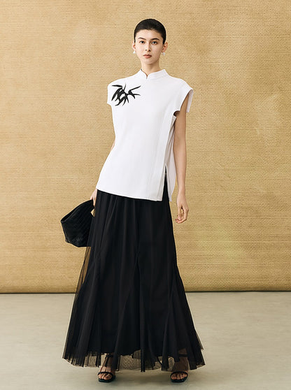 HECO Chinese Bamboo Leaf Print Short Sleeve T-Shirt - CHASE.