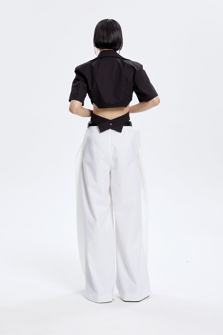 TINY IN cut-out slim zipper ultra-cropped female top -GASA