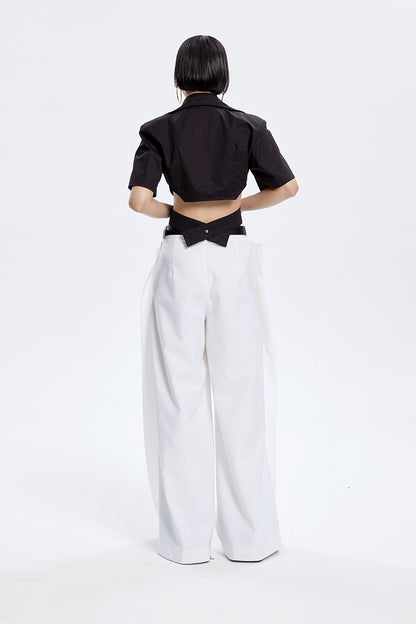 TINY IN cut-out slim zipper ultra-cropped female top -GASA