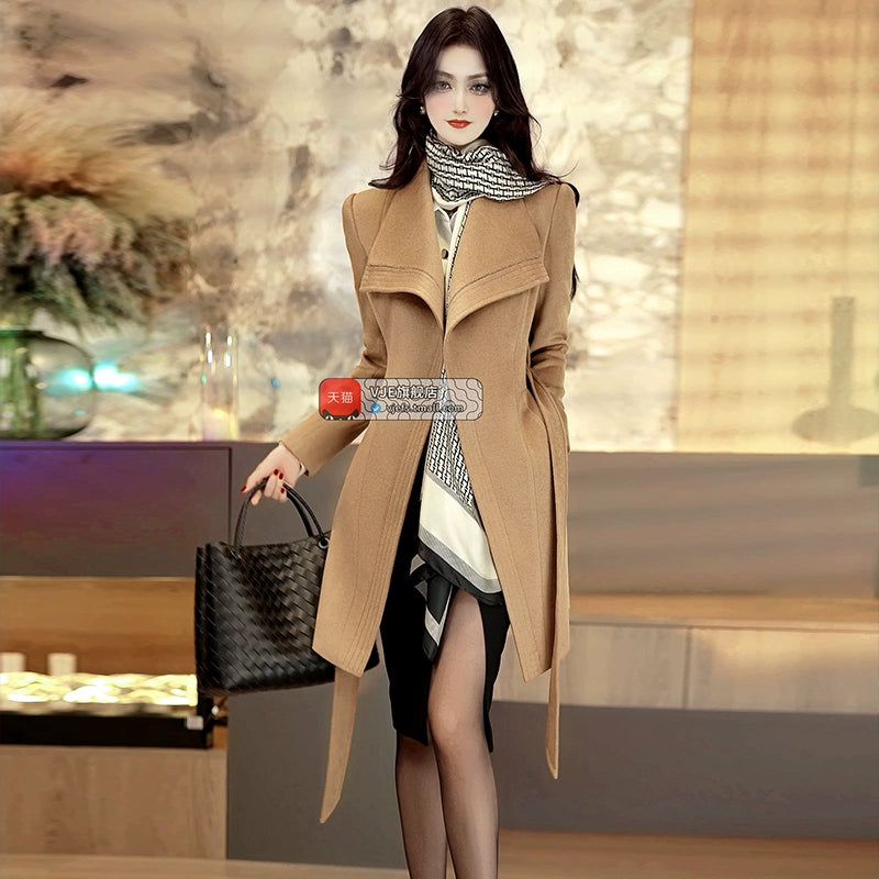 VJE One-piece Tweed Jacket Commuter Short Coat-DOWA.