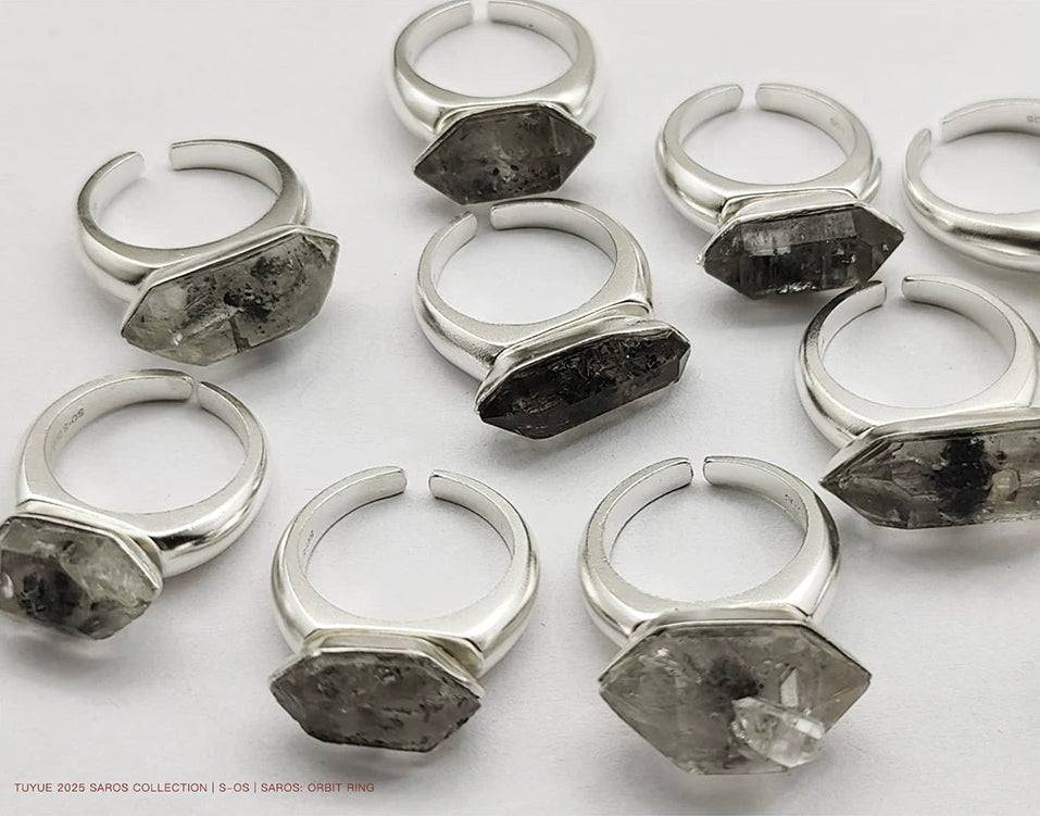 TUYUE silver gold plating shining crystal rotating ring - DAMON