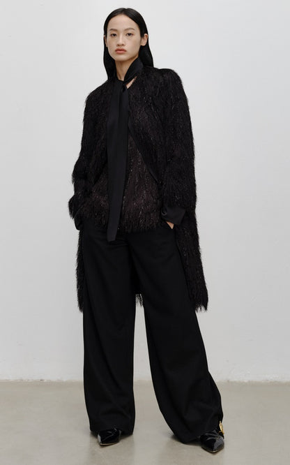 COMME MOI Lu Yan Designer's new women's high-end fringed sequin streamer long jacket - INDIA.