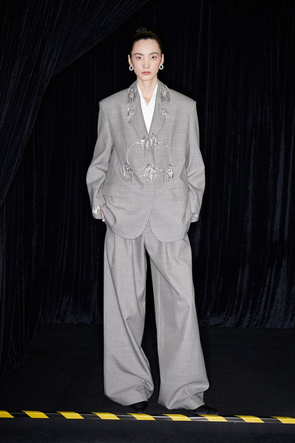 M essential Mackay designer skinny wool orchid crystal lamp tassel bead suit - TONY.