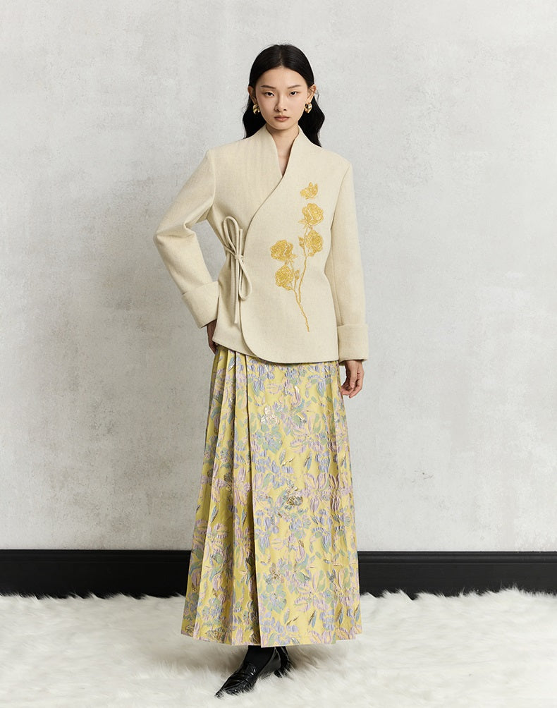 HECO Rose Tweed black apricot long sleeve lace up Jacket Women - less.