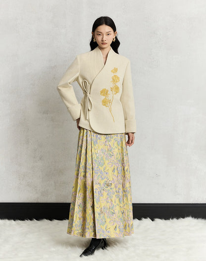 HECO Rose Tweed black apricot long sleeve lace up Jacket Women - less.