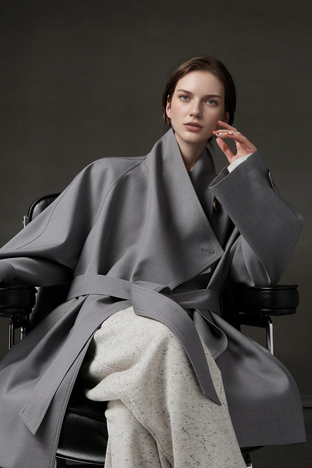 PIAOIN Silhouette design short windbreaker women's luxury jacket commuter-JEAN