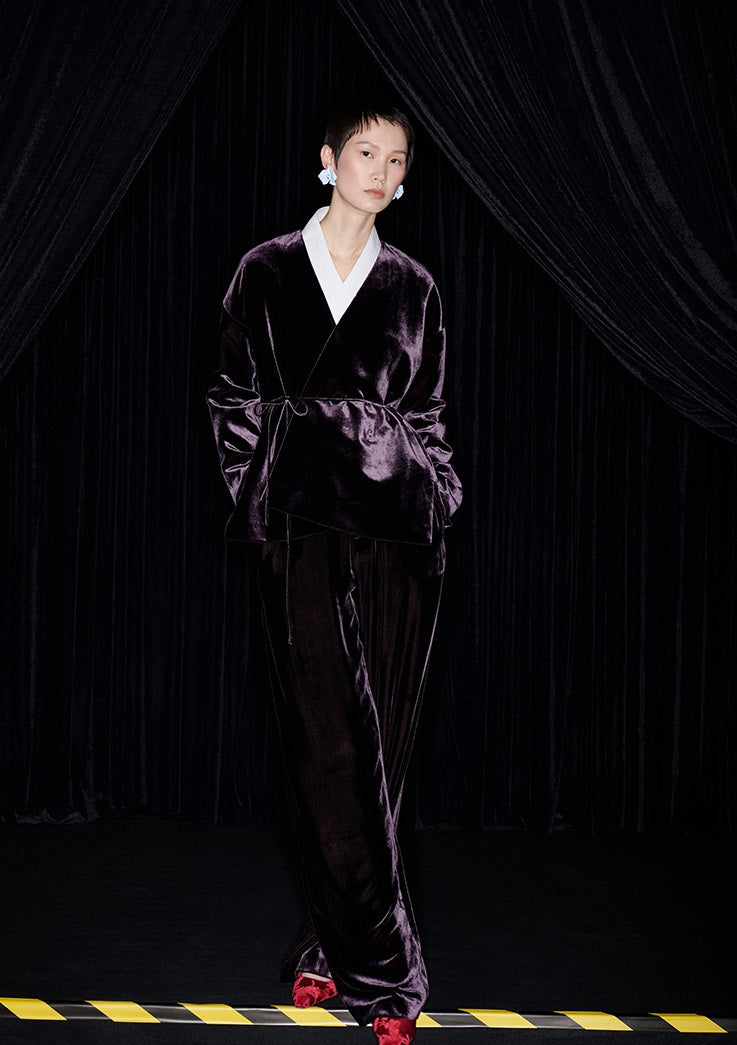 M essential Mackay designer fuchsia velvet jacket - silver