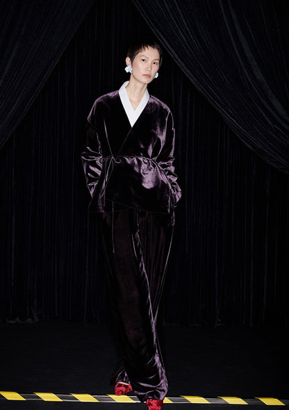 M essential Mackay designer fuchsia velvet jacket - silver