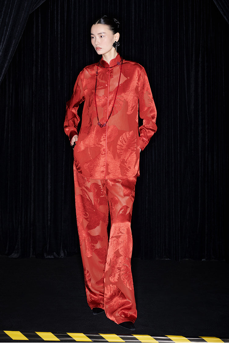 M essential Mackay designer Flower Pot Neck Straight pant top suit - bear.