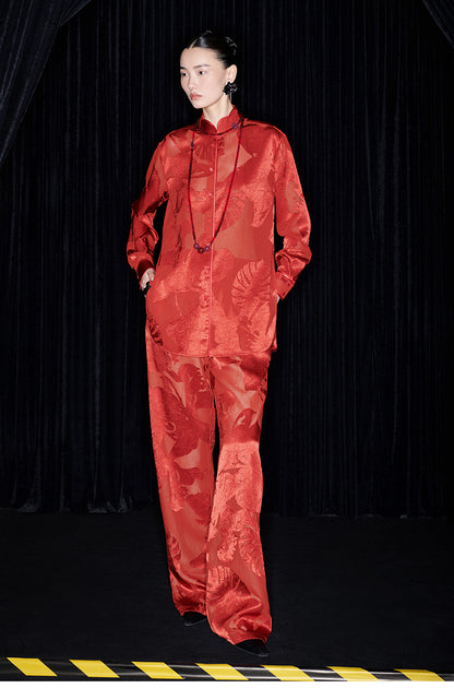 M essential Mackay designer Flower Pot Neck Straight pant top suit - bear.