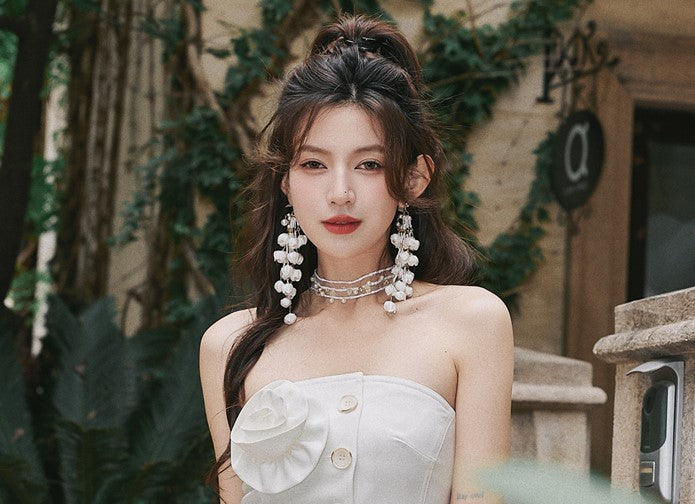 DOLLY Luxury Palace Style Flower Bud Tassel Chic Earrings-DALAL