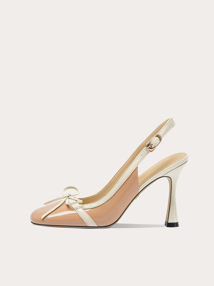 Lily Wei Nude Bow Toe Sandals Women's Glass Heels Small 313233-VIRGINIA