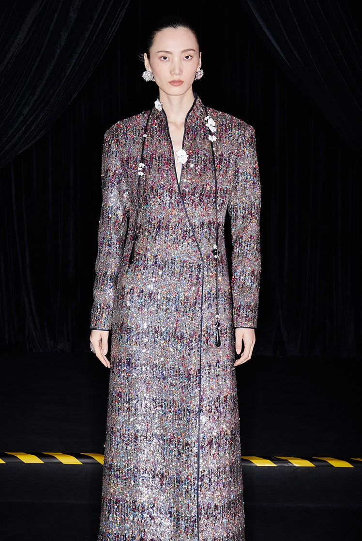 M essential Mackay designer Radiant Night Embroidered Slim Side Dress - TRIBE.