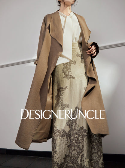DGU "Twilight" khaki trench coat loose slimming high-end mid-length jacket - MEDE.