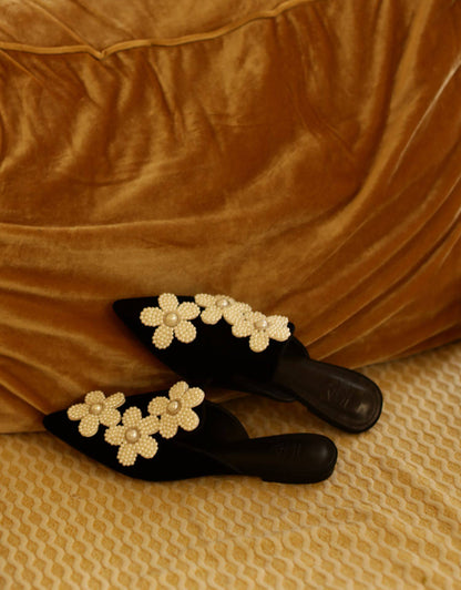 B-FEI pointed toe flower design French half-slip mules-TRENT.