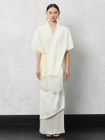 HECO acetate tulle high waisted cascading long skirt summer - lion.