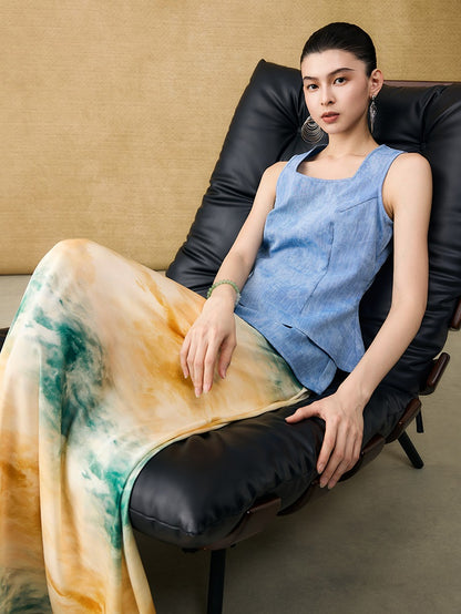 HECO Chinese women's summer blended glitter diamond I-shirt - SHADOW.