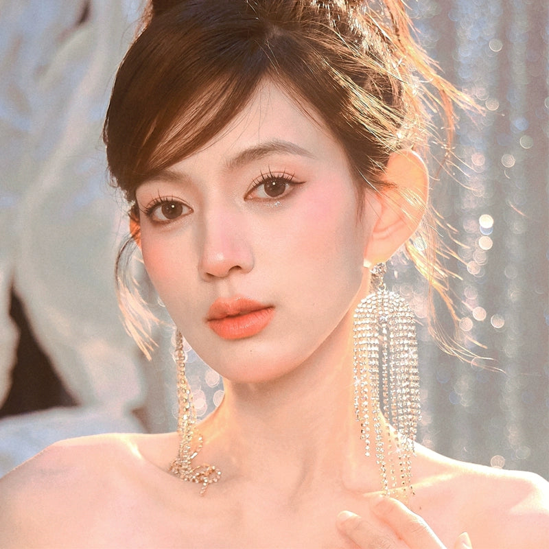 DOLLY Luxury Large Diamond Stylish Tassel Earring-JENNIE
