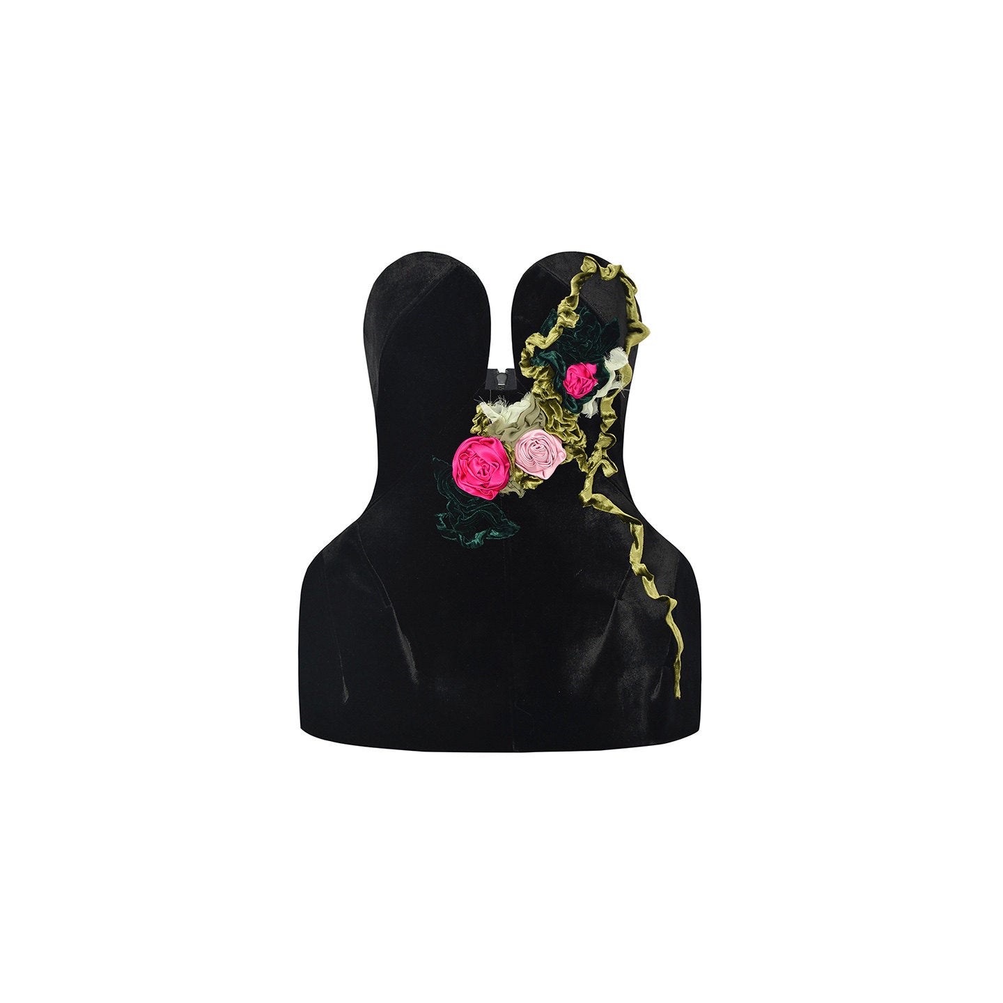 M ESSENTIAL Mackay Luxury handmade rose embellished velvet corset - BLESS