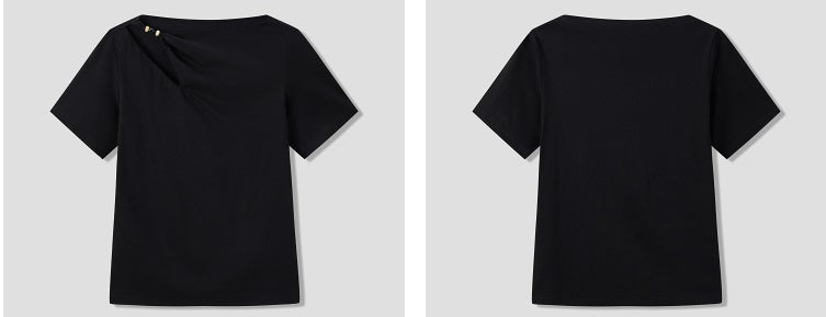 COMME MOI  commuter slim fit cut-out black T-shirt - EDAN.