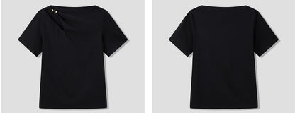COMME MOI  commuter slim fit cut-out black T-shirt - EDAN.