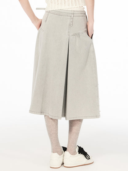 FAME beaded double waist denim maxi skirt - ANDREW