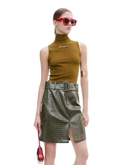 YES BY YESIR  Ribbed texture turtleneck knitted vest - GLORY.