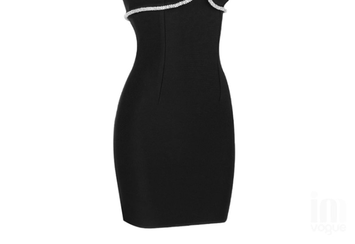 DOLLY High End Sleeveless Rhinestone Halter Neck Slim Fit Short Date Dress-