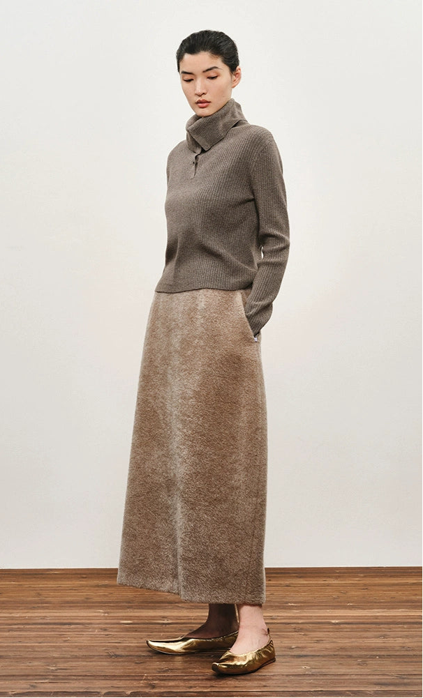 ZHUCHONGYUN Ribbed Wool Knit Long Sleeve Top-TYLER.