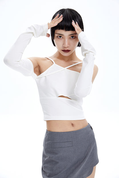 TINY IN Detachable Sleeve Women's Short Cut-out Top -YOYO