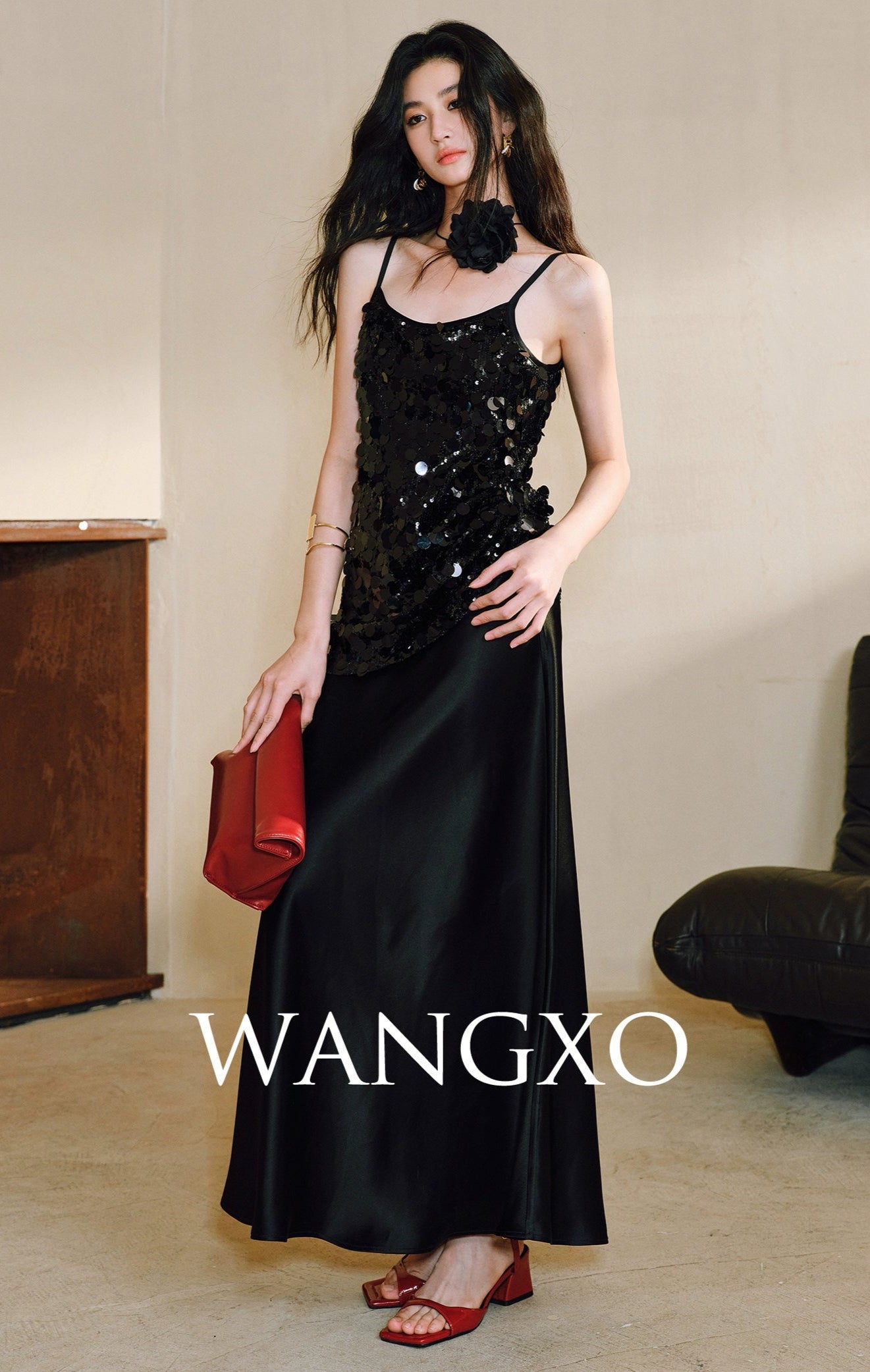 WANGXO Mirage Sundress Heavy Industry Double-Sided Satin Pleats Two-Piece - KIRAN
