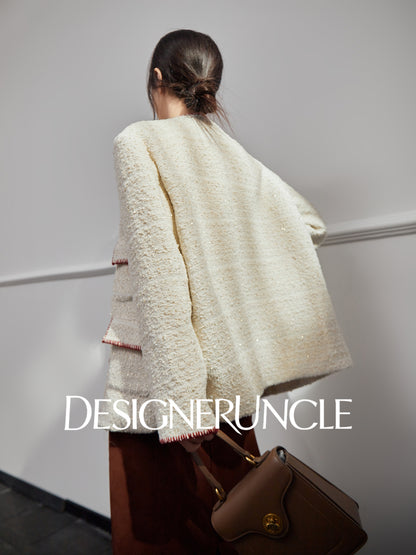 DGU|Off-white woolen jacket fragrance design jacket retro cropped top - SUDDEN.