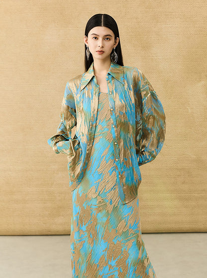 HECO Chinese National Style Burning Flower Slightly Transparent shirt- STROK.