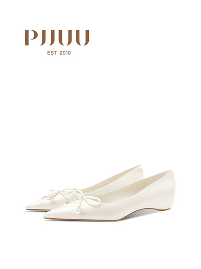 PJJUU pointed toe flat French pumps - SPIRAL.