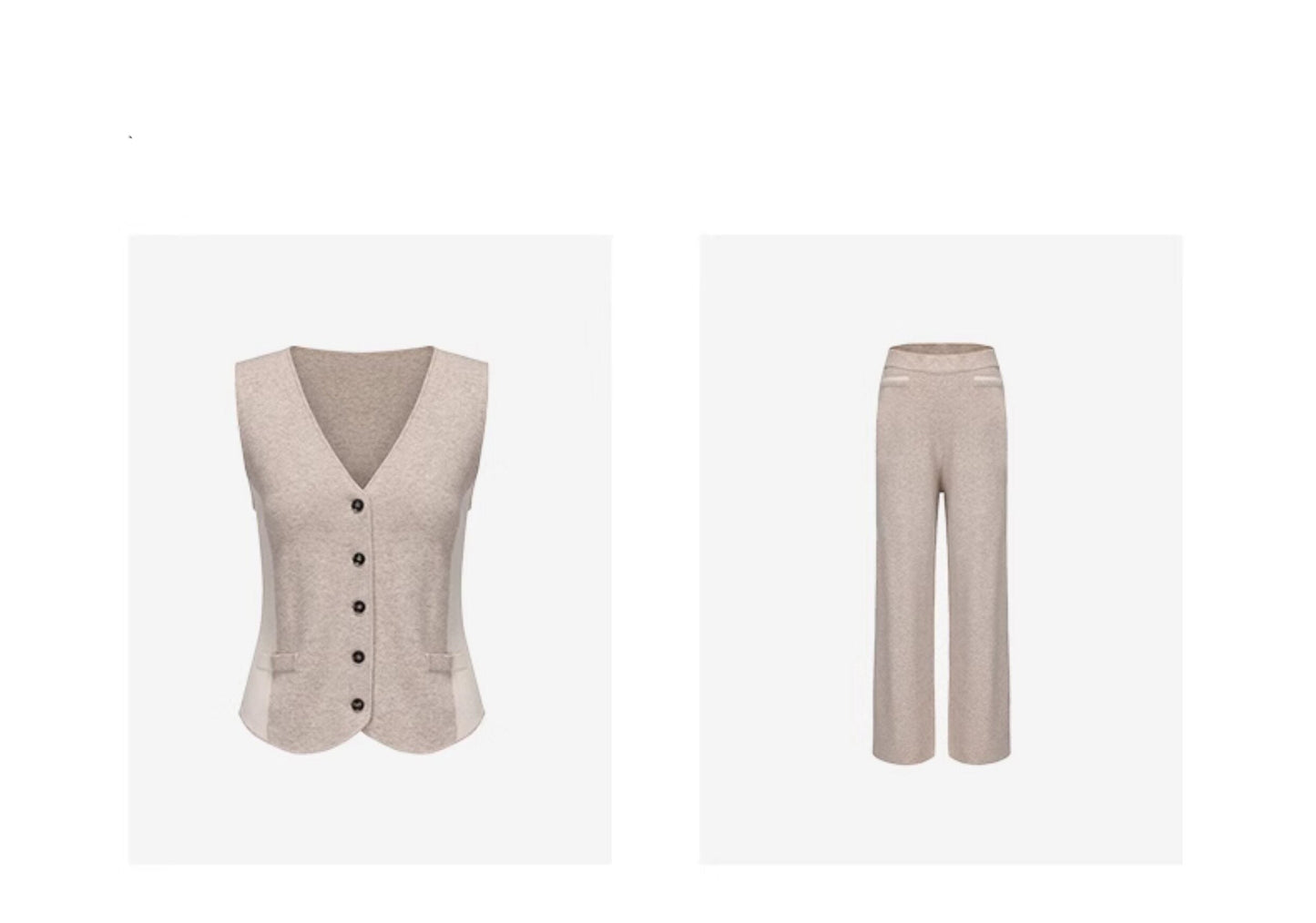 ATELIER MISS LU Fall/Winter Contrast Cashmere and Wool Blend Vest - CHERRY